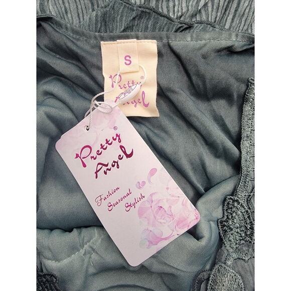 Pretty Angel Fairy Top Sz S Linen Blend Asymmetric Ruffled Romantic Whimsycal - Picture 8 of 11